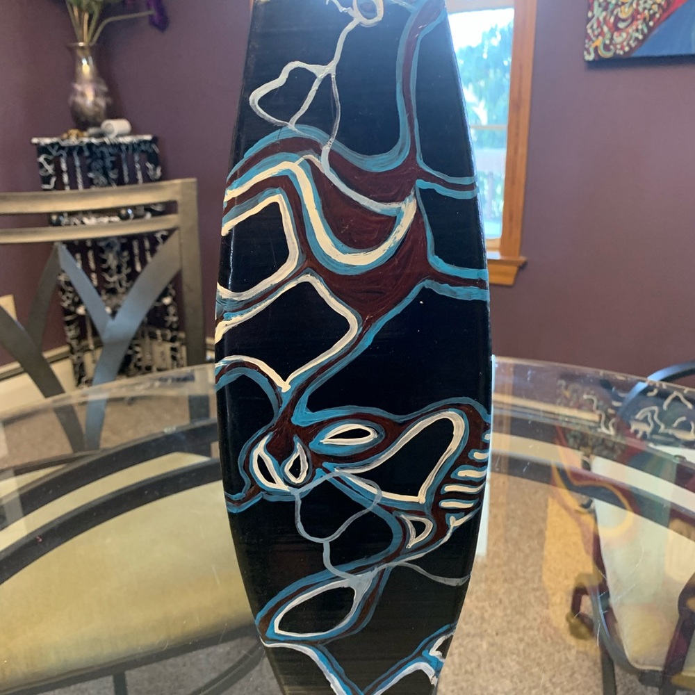 Hand painted one of a kind large wooden organic vase